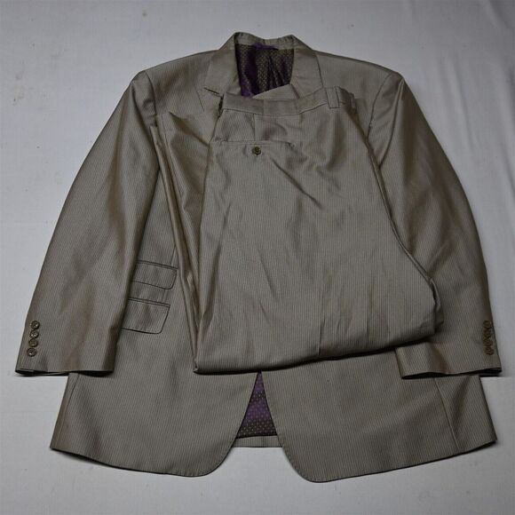 Earvin Magic Johnson 52R 44x32 Brown Stripe Mens‎ Coat Jacket Pants Suit